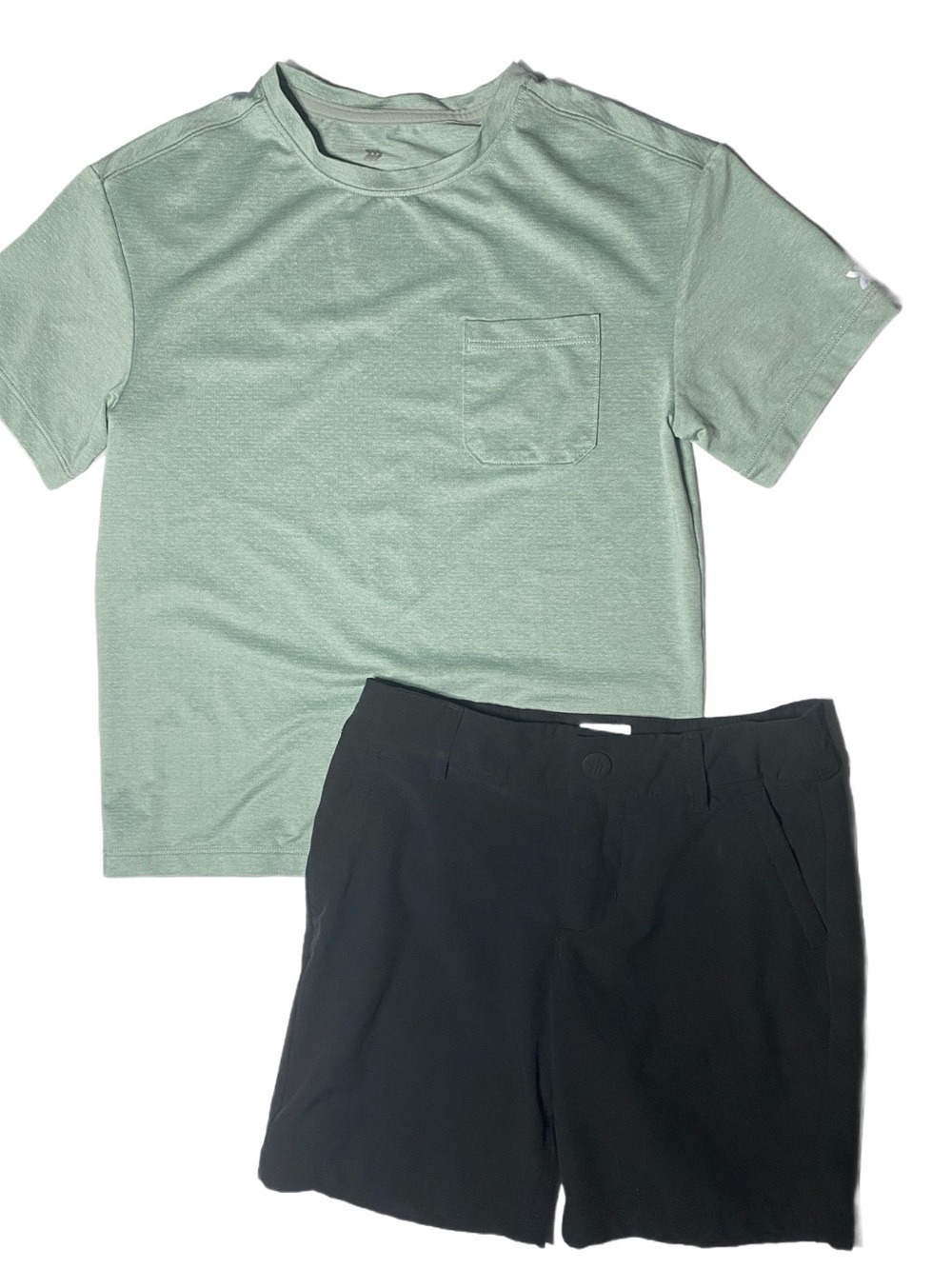 all in motion Mint Green Active Tee and Black Adjustable Waist Shorts Size 6